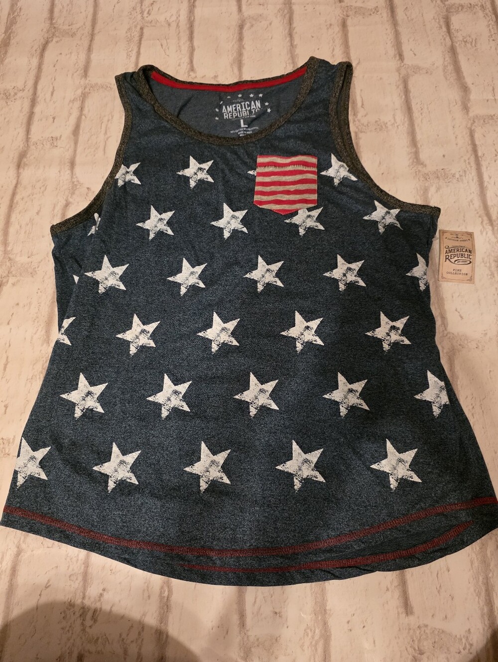 American republic flag patriotic tank shirt size large NWT